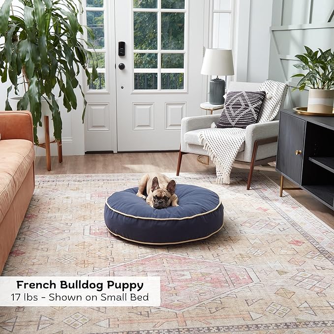 Happy Hounds Scout Round Reversible Pillow Dog Bed, Small (30" x 30"), Cobalt