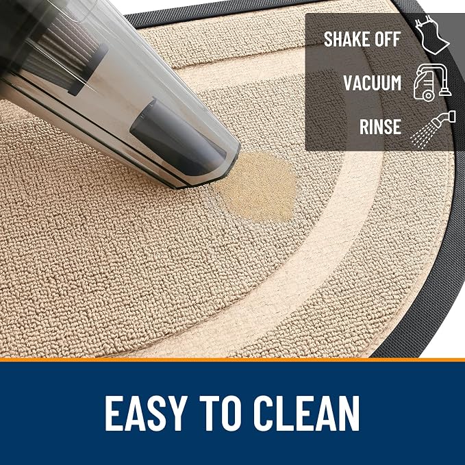 OLANLY Half Circle Door Mat Indoor Outdoor Entrance Welcome, Waterproof