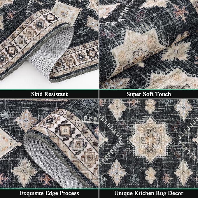 HEBE Boho Kitchen Rug Sets 3 Piece
