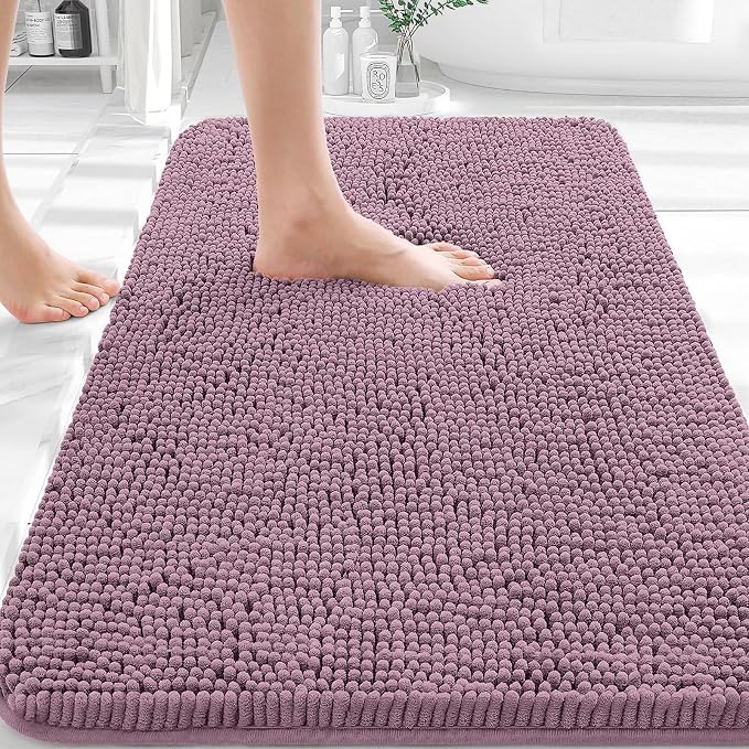 OLANLY Bathroom Rugs 32x20, Extra Soft Absorbent Chenille Bath Rugs, Rubber