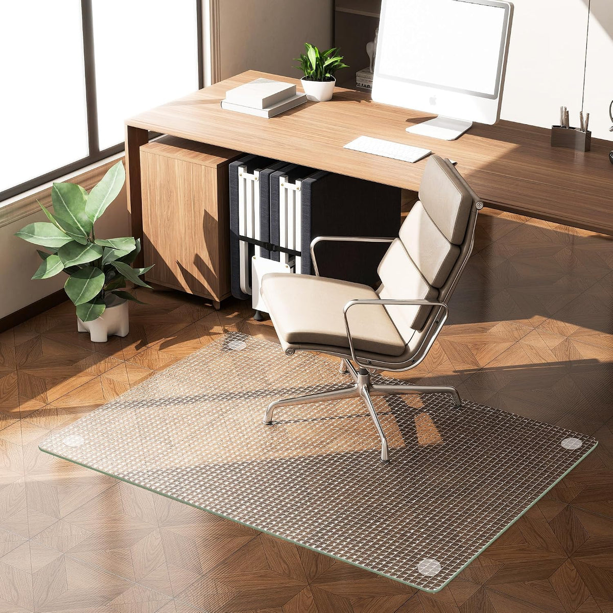 36"X47" Tempered Glass -Glass Chair Mat, Heavy Duty Hard Floor Mat for Home