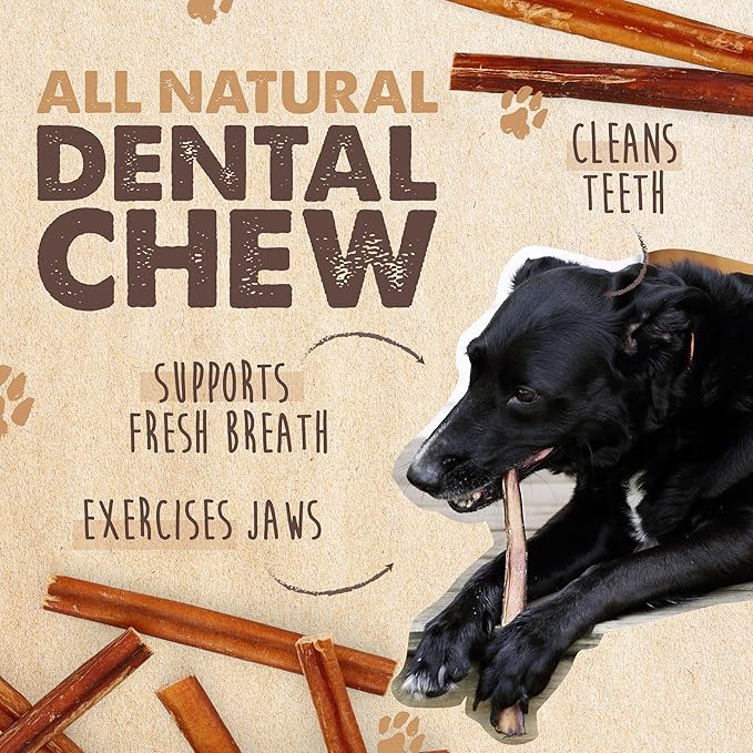 Mighty Paw Naturals Bully Sticks for Small & Medium Dogs - Grass Fed Beef Chews. Bully Sticks for Large Dogs. Lower Odor Stick Treat. Single Ingredient (6" - 10 Pack)