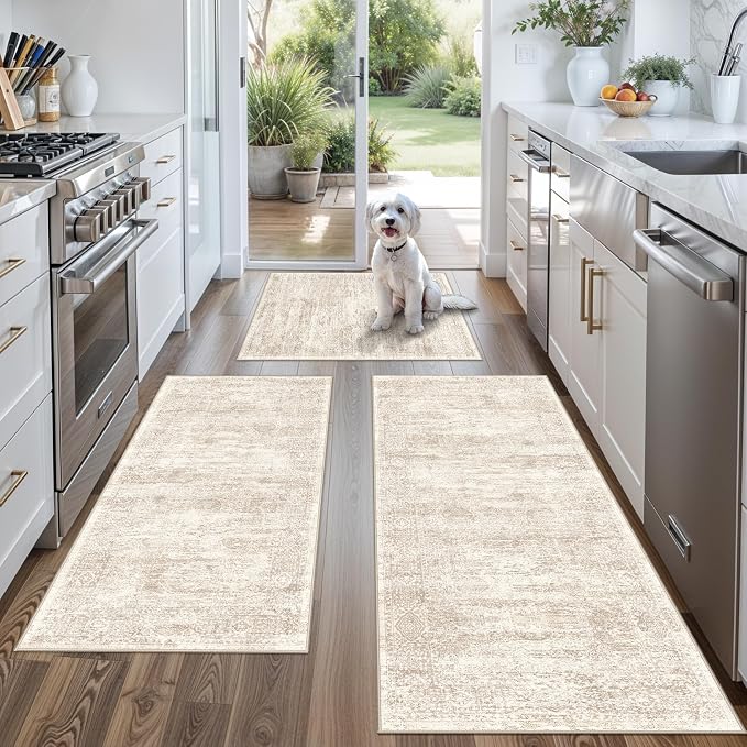 Kitchen Rug Sets 3 Piece Washable – Non Slip Modern Boho Small Kitchen Rugs and