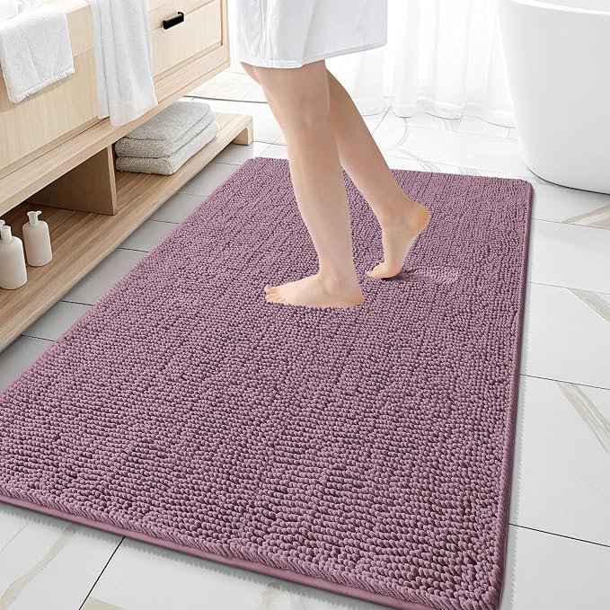 OLANLY Large Bathroom Rugs 59x35, Extra Soft Absorbent Chenille Bath Rugs