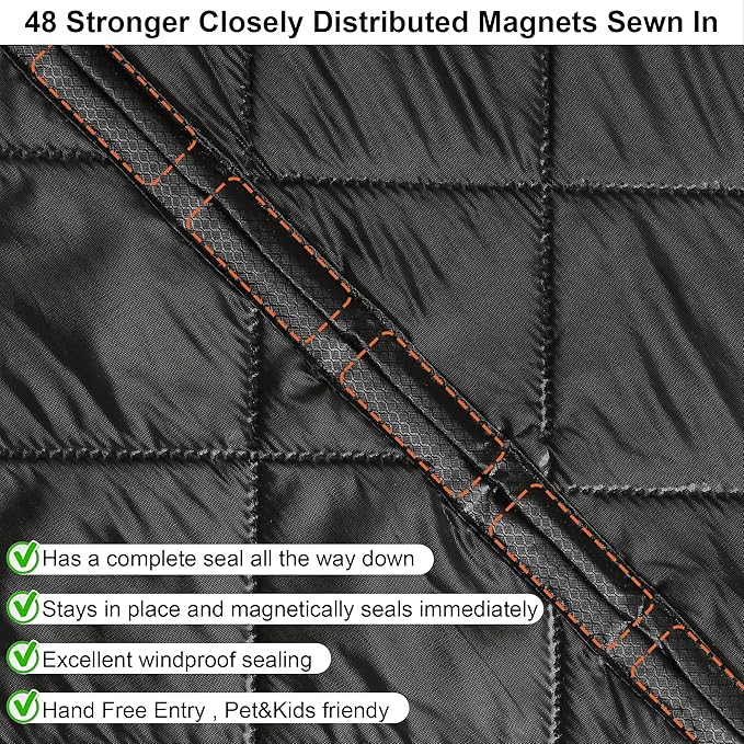 Reversible Wide Magnetic Thermal Insulated Door Curtain for Winter,Thicken Polyester Fiberfill & Heavy Duty Oxford Cloth,Temporary Window Insulation Cover Curtain for French Sliding Door,62”x81”