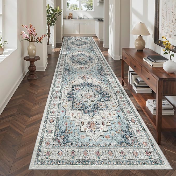 Madane Hallway Rug 3x10, Kitchen Rugs Washable Entryway Rug Vintage Kitchen