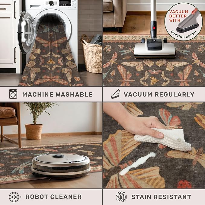 Hazo Haus 2x10 Hallway Runner Rug, Stain Resistant Non Slip Kitchen Floor Carpet