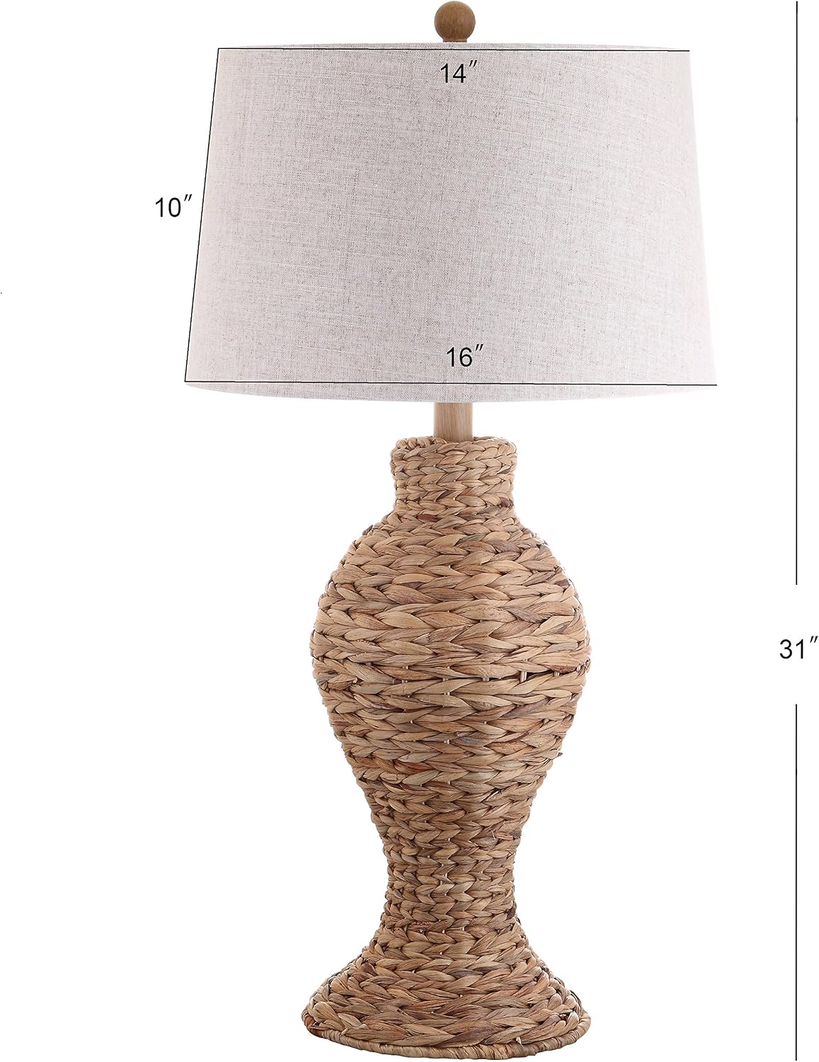JONATHAN Y Elicia Farmhouse 31" Water Hyacinth Table Lamp, Natural