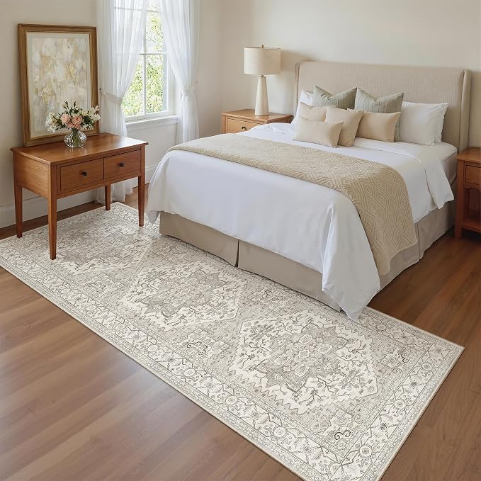 Madane Runner Rug 2'6''x8' Kitchen Runners, Printed Vintage Washable Hallway