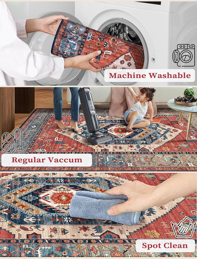 SERISSA Runner Rug for Hallways, 3x12 Washable Non Slip Kitchen Runner Rug