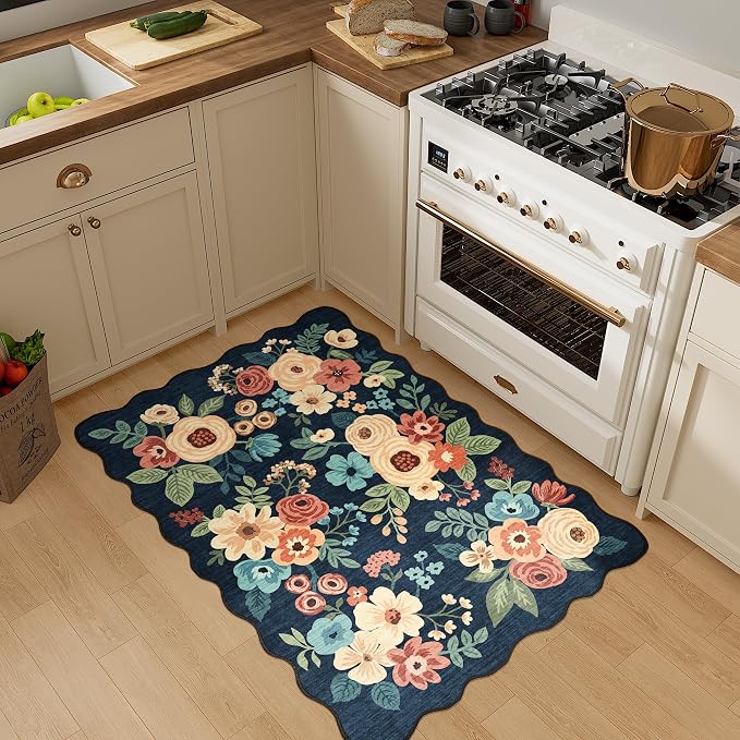 DUKINO 2x3 Entryway Rug, Floral Washable Indoor Door Mat