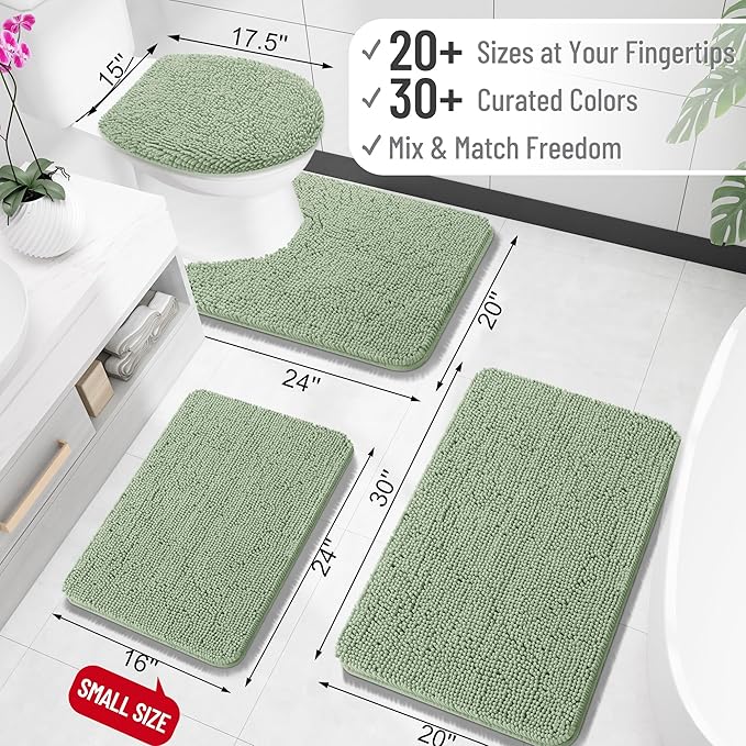OLANLY Bathroom Rugs 35x24, Extra Soft Absorbent Chenille Bath Rugs, Rubber
