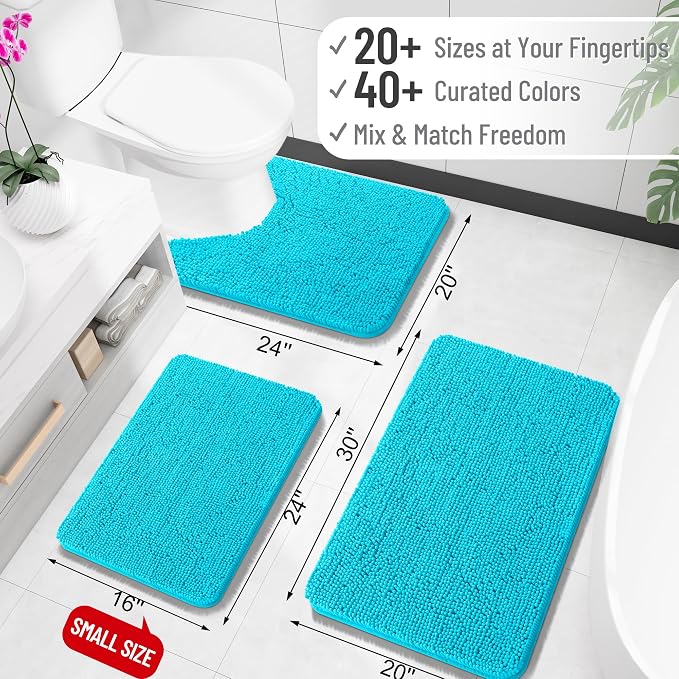 OLANLY Large Bathroom Rugs 47x32, Extra Soft Absorbent Chenille Bath Rugs