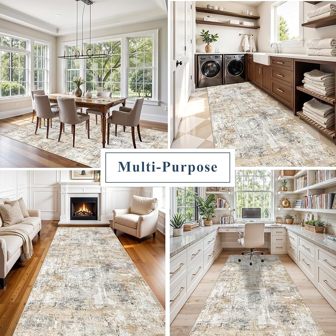 4x10 ft Extra Wide Hallway Rug – Non-Slip Washable Rubber-Backed Large Carpet