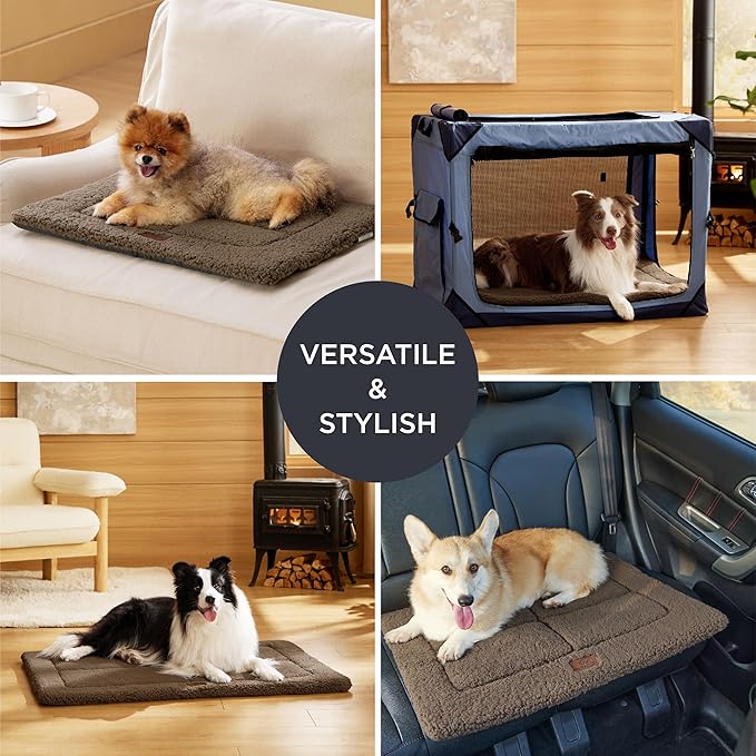 Bedsure Washable Dog Crate Bed for Large Dogs, Soft Foam Floor Pet Mat, Versatile Lightweight Pet Crate Pad for Cages