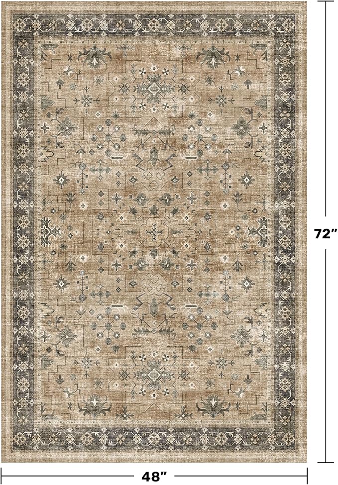 Boho Earth Tone 4x6 Large Entryway Rug