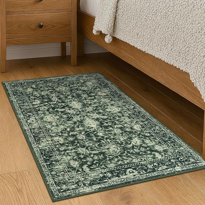 KILOCOCO Small Area Rug 2x3 Entryway Rugs Printed Vintage Floral Washable Rug