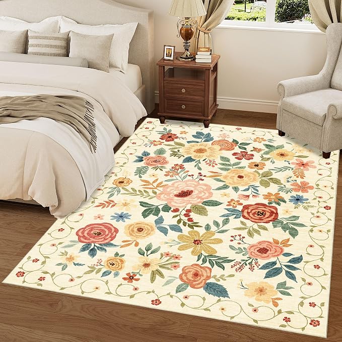 DUKINO 3x5 Area Rug, Floral Rugs