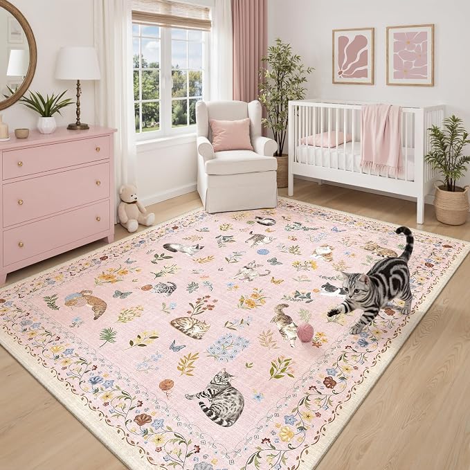 Soalmost Cat 6x9 Pink Area Rugs