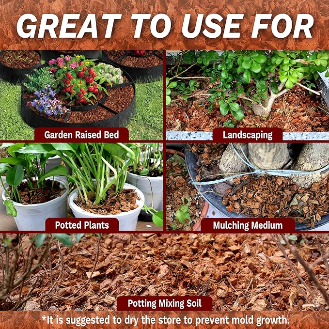 Coco Husk -27PACK Organic Coconut Husk Chips with Low EC & PH Balanced, High Expansion Coconut Substrate Coco Husk Mulch for Garden Flowers, Planting, Reptile