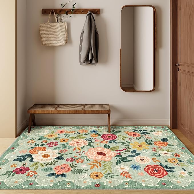 DUKINO 4x6 Area Rug, Floral Rugs