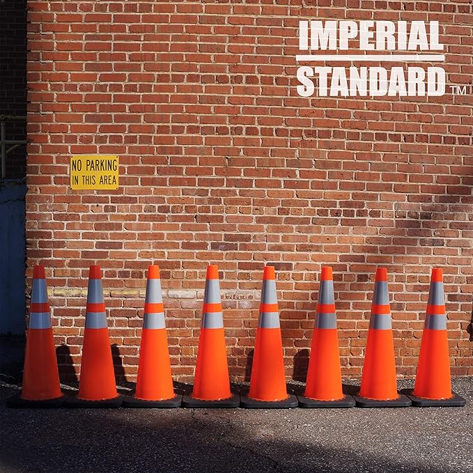 Traffic Cones - Safety Cones - 36" Orange Cones with 2 Reflective Collars - Construction Cones - Road Cones - Parking Cones - Street Cone (64 pack)