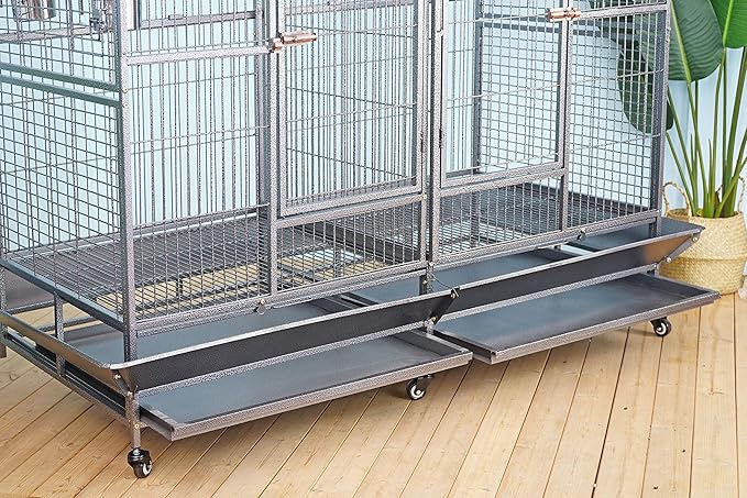 Double Cage with Center Divider for Bird Parrot Aviary W64xd32xh73
