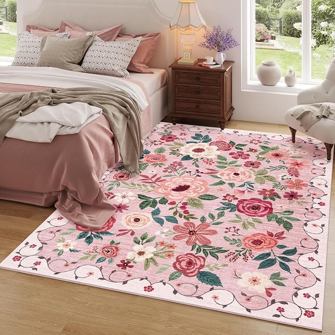 DUKINO 9x12 Area Rug, Floral Rugs