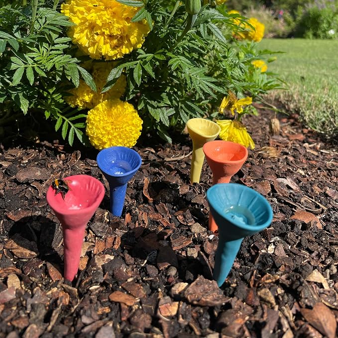 5 Pack, Bee Watering Station, 100% Handmade Porcelain, Bee and Butterfly Feeder