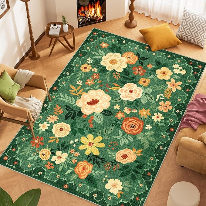 DUKINO 8x10 Area Rug, Floral Rugs