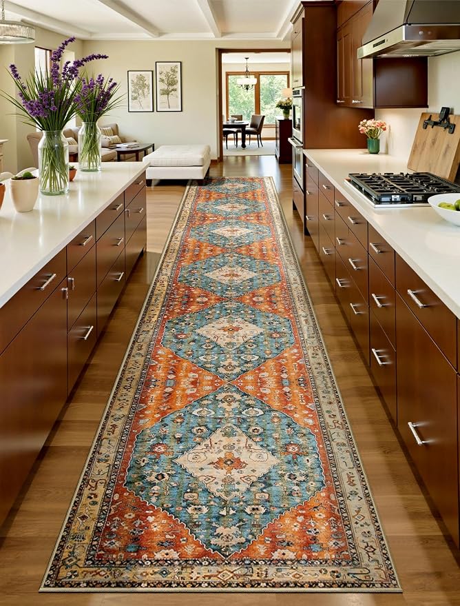 SERISSA Runner Rug for Hallways, Extra Long Boho Rug Ultra Soft Vintage Tribal