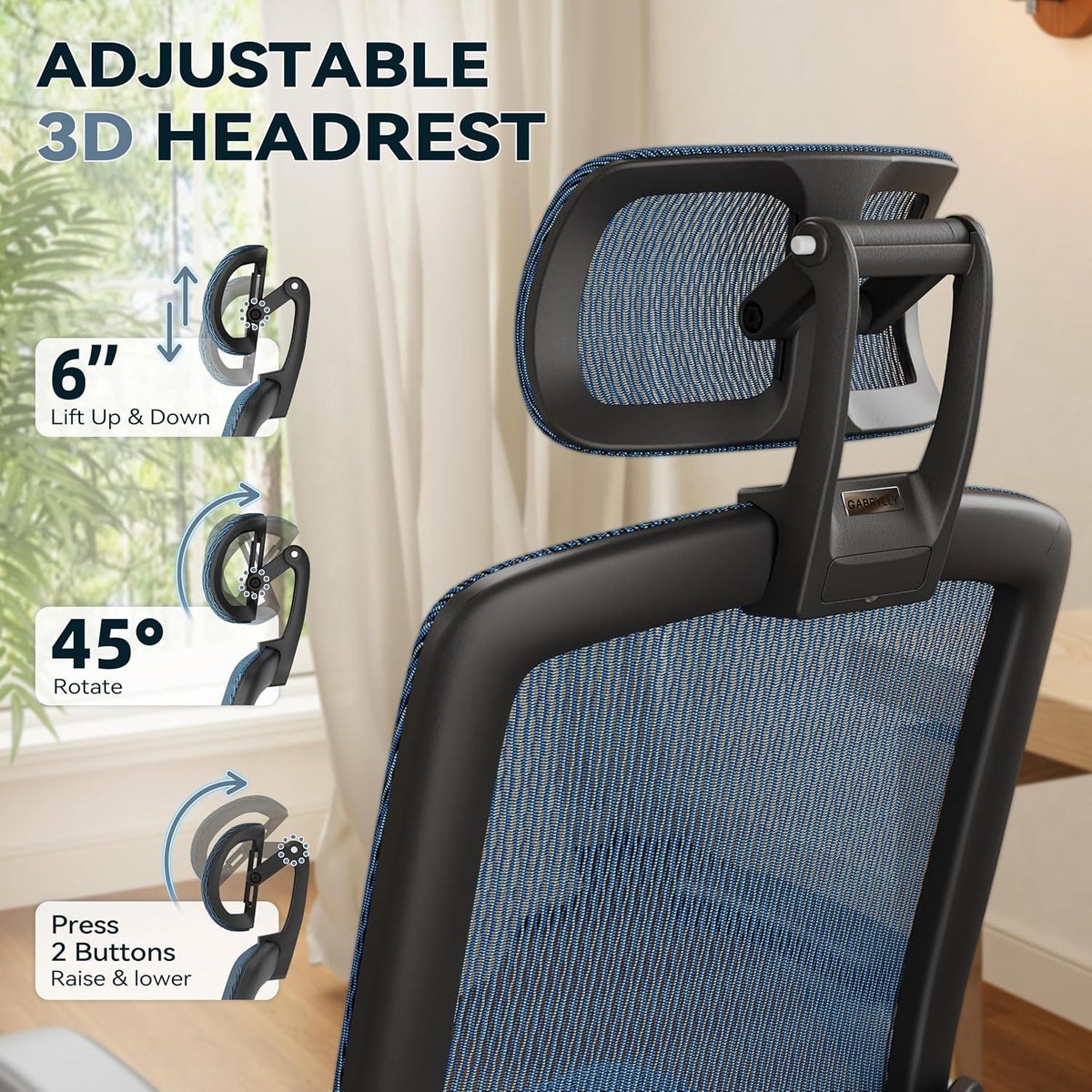 Ergonomic Office Chair with Footrest – High Back Executive Mesh Desk Chair for Corporate & Home, 135° Recline Task Computer Chair with Flip-Up Arms, Wide Seat, Class-4 Cylinder, 300 LBS - GY01BL-FT