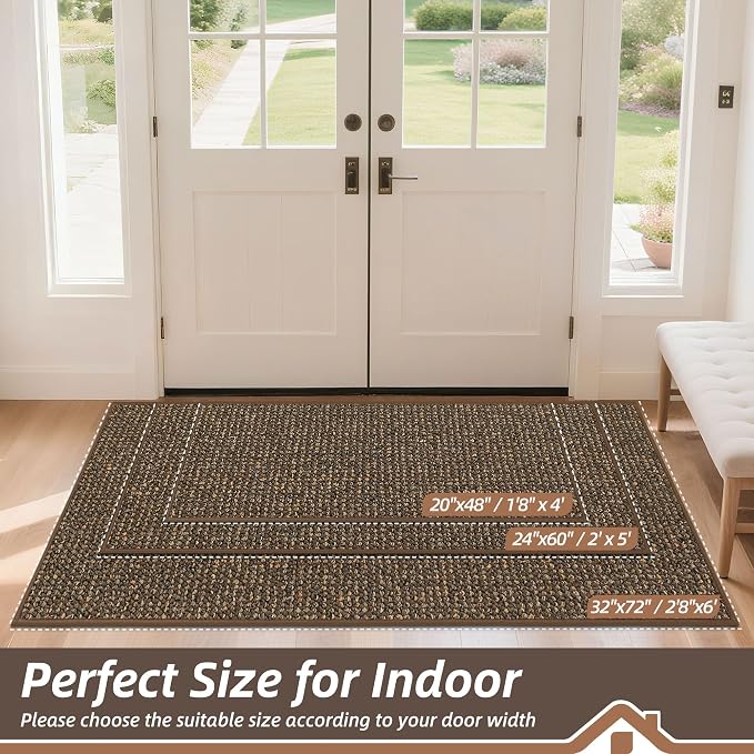 BEQHAUSE Dirt Trapper Door Mat 20" x 48", Non-Slip Washable Doormats Entrance
