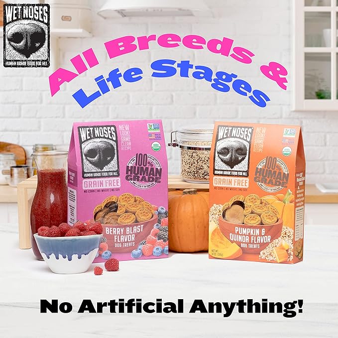 Wet Noses Organic Crunchy Dog Treats Grain Free – All-Natural, Human-Grade, Non-GMO, Healthy Training & Delicious Snacks for Dogs, All Dog Sizes & Breeds – Carrot & Sweet Potato, 14oz (Single Pack)