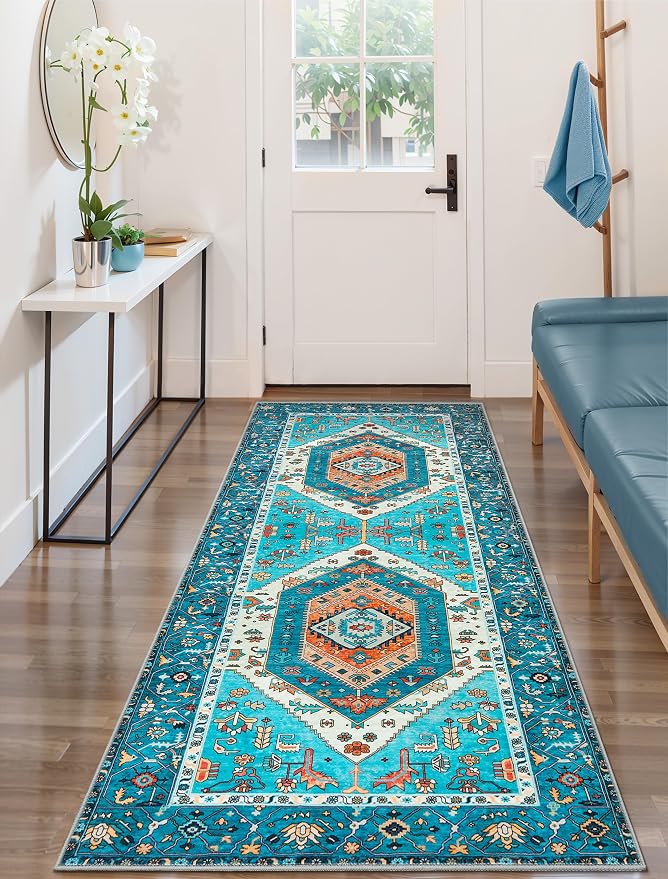 SERISSA Boho Kitchen Runner Rug, 3x7 Washable Non-Slip Runner Rug