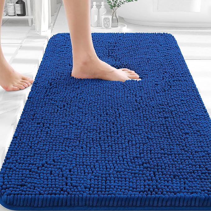 OLANLY Bathroom Rugs 30x18, Extra Soft Absorbent Chenille Bath Rugs, Rubber