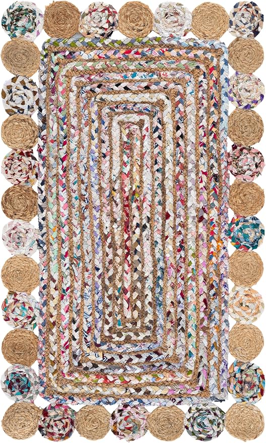 SAFAVIEH Cape Cod Collection 2' x 3' Beige / Multi CAP201B Handmade Boho