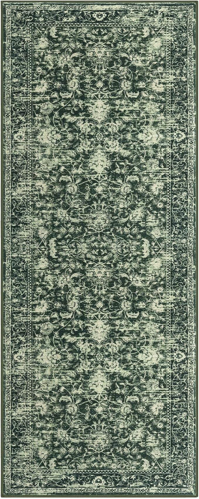 KILOCOCO Hallway Runner 2x6 Rug Runner Printed Vintage Floral Washable Kitchen