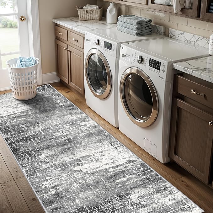 2x8 Washable Hallway Runner Rug: Abstract Stain Resistant Kitchen Rugs