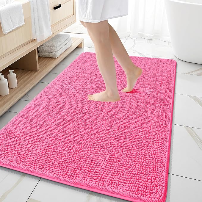 OLANLY Large Bathroom Rugs 59x35, Extra Soft Absorbent Chenille Bath Rugs