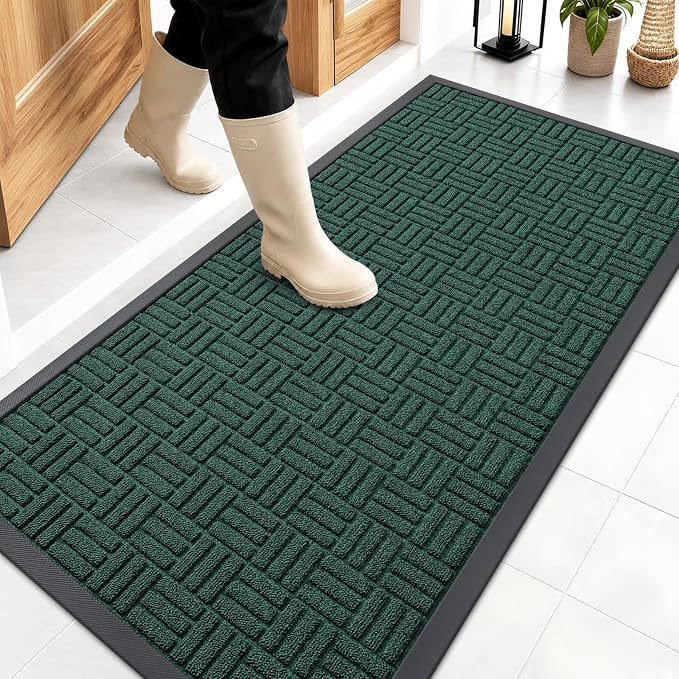 OLANLY Front Door Mat Outside Entrance 47x23, Heavy Duty Sturdy Natural Rubber