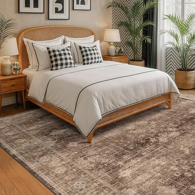 Hazo Haus Brown Rug for Living Room 10x14
