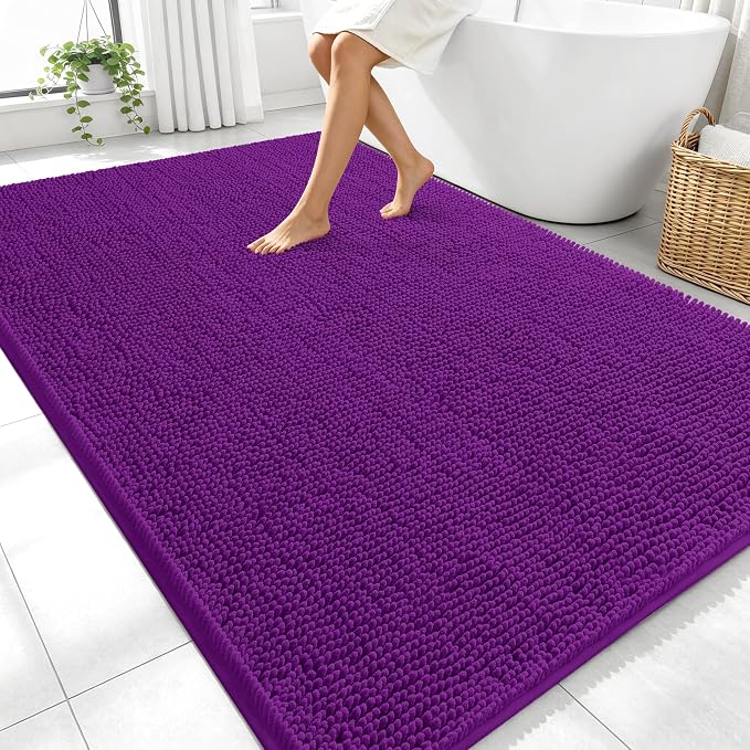OLANLY Large Bathroom Rugs 70x46, Extra Soft Absorbent Chenille Bath Rugs