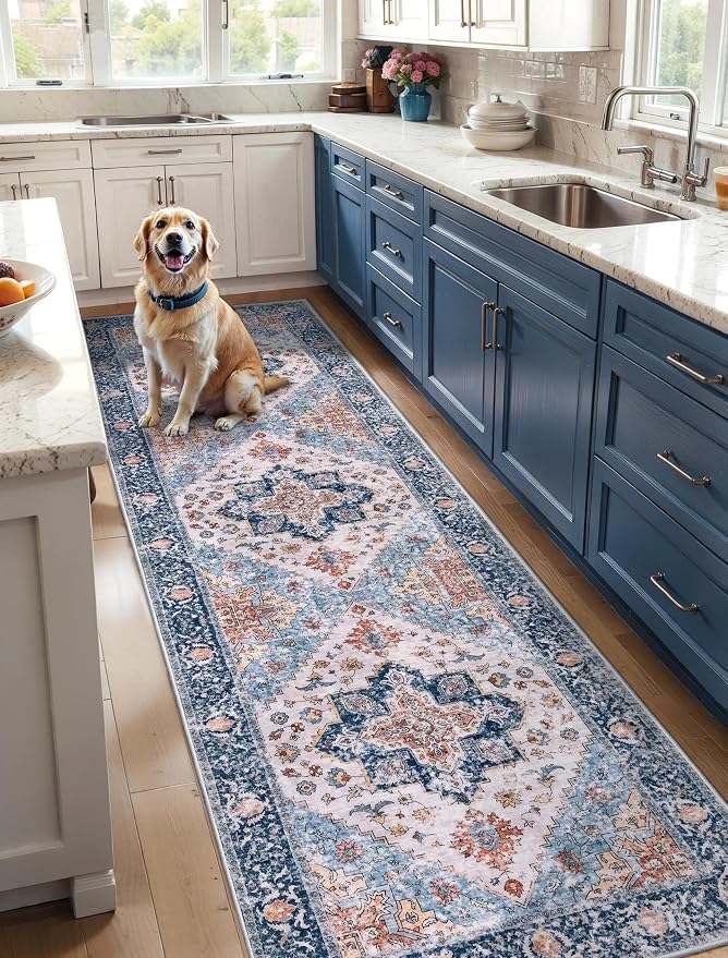 SERISSA Runner Rug for Hallways, 3x8 Washable Non Slip Kitchen Runner Rug