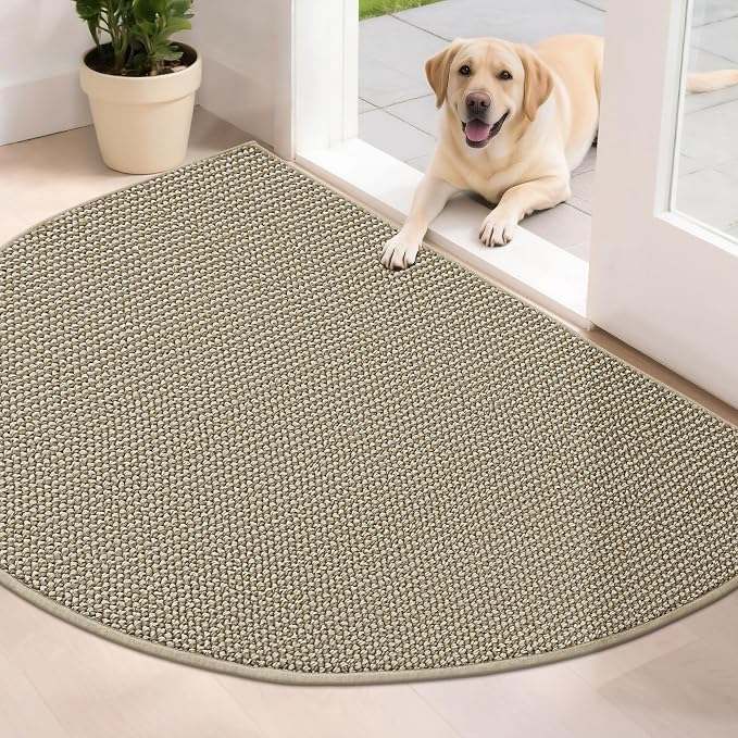 BEQHAUSE Dirt Trapper Door Mat 32" x 48" Half Circle Non-Slip Washable Doormats