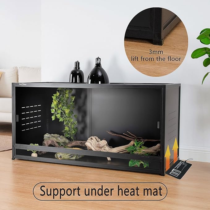 PVC Reptile Enclosure Space Efficient 44''x20''x20'' Stackable ToxiRium Large Reptile Terrarium 76 Gallons for Bearded Dragon Lizard Snake, Breeding Vivarium with Sliding Doors Lock-2pcs with spacers