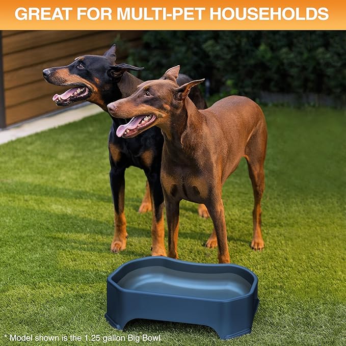 Neater Pet Brands Extra Large Water Bowl for Dogs, Outdoor Dog Water Bowl (2.25 Gallon XL Capacity), Big Trough Style Food Dish for Indoors or Outside, No Spill Large Dog Bowls, Dark Blue