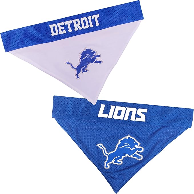 Pets First NFL Dog Bandana - Detroit Lions Reversible PET Bandana. 2 Sided Sports Bandana with a Premium Embroidery Team Logo, Small/Medium. - 2 Sizes & 32 NFL Teams Available