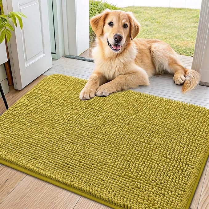 Smiry Dog Door Mat for Muddy Paws 36x24, Absorbent Dirt Trapper, Non-Slip