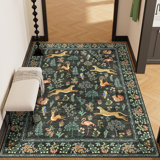 DUKINO 4x6 Rug, Washable Animal Area Rug